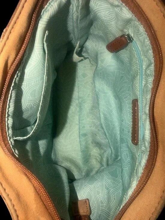 The Sak Indio Patchwork Hobo Pink Tan Mixed Leather Shoulder Bag Bohemian Boho - Picture 6 of 8